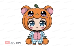 Cute pumpkin character with big eyes costume kawaii Product Image 1