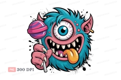 Blue monster with lollipop pink tongue Product Image 1