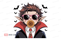 Vampire character with sunflower and daisy sunglasses Product Image 1