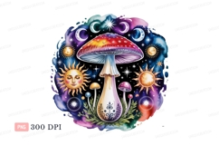 Celestial mushroom sun moon stars image Product Image 1