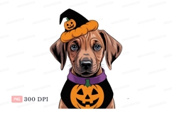 Adorable dog wearing Halloween costume puppy pumpkin Product Image 1