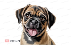Happy puggle dog face brown black puppy animal Product Image 1