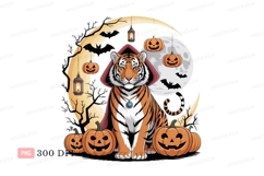 Tiger Halloween costume moon pumpkins image Product Image 1