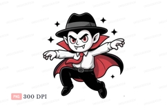 Cartoon vampire wearing hat and cape spooky halloween Product Image 1