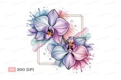 Orchid flowers watercolor splash bloom petal Product Image 1