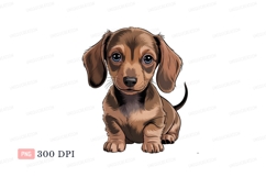 Adorable brown dachshund puppy with blue eyes image Product Image 1