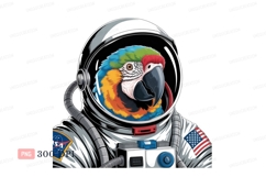 Colorful parrot astronaut space exploration helmet Product Image 1