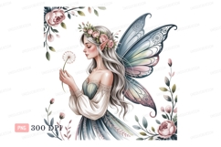 Ethereal fairy holding delicate flower wings Product Image 1