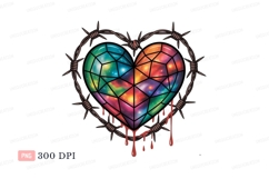 Stained glass heart barbed wire blood image Product Image 1