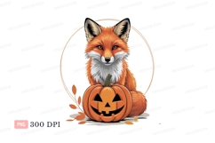 Orange fox with jack-o-lantern white black Product Image 1