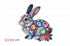 Gem adorned rabbit with roses bunny gems Product Image 1