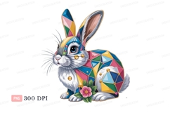 Geometric rabbit with colorful facets and flower image Product Image 1