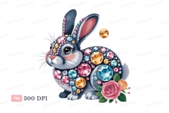 Jeweled bunny with roses rabbit gems Product Image 1