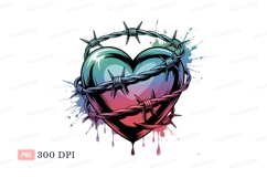 Barbed Heart Clipart P N G wire pain Product Image 1