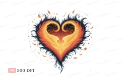 Fiery heart wings ornate flourish fire flames Product Image 1
