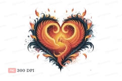 Fiery phoenix heart ornament bird fire Product Image 1