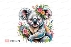 Colorful koala with flowers cute animal Product Image 1