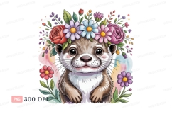 Cute otter wearing flower crown animal Product Image 1