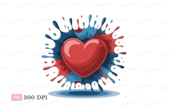 Red heart splash liquid blue Product Image 1