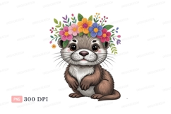 Cute otter wearing floral crown animal Product Image 1