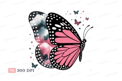 Pink butterfly wings with abstract body black Product Image 1