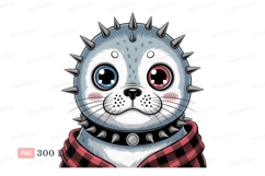 Spiky eyed seal punk Clipart P N G eyes blue Product Image 1