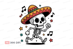 Dancing skeleton wearing sombrero music stars Product Image 1