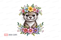 Cute otter wearing flower crown animal flowers Product Image 1
