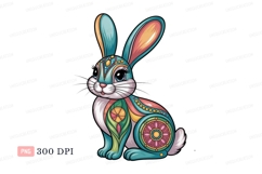 Colorful patterned rabbit with large ears bunny animal Product Image 1