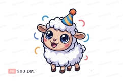 Cute sheep wearing party hat animal Product Image 1