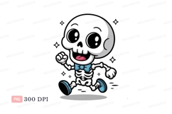 Cartoon skeleton running happy bones Product Image 1
