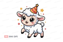 Cute sheep wearing party hat lamb animal Product Image 1