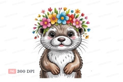 Adorable otter wearing floral crown animal cute Product Image 1