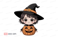 Cute witch girl pumpkin costume Halloween Product Image 1
