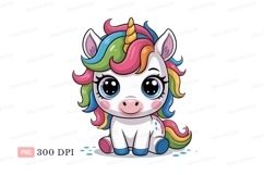 Cute unicorn with rainbow mane horn Product Image 1