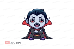 Cute vampire character with red eyes and cape cartoon Product Image 1