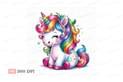 Adorable unicorn with rainbow mane and horn fantasy Product Image 1