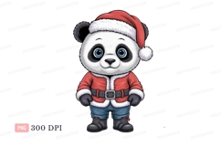 Festive panda wearing santa hat and coat christmas Product Image 1