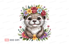 Adorable otter wearing flower crown animal cute Product Image 1