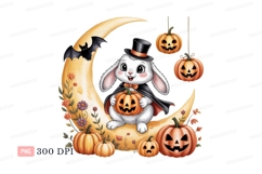 Halloween bunny moon pumpkins image Product Image 1