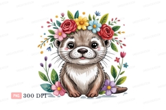 Cute otter wearing flower crown animal Product Image 1