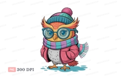 Adorable owl wearing winter clothes bird scarf Product Image 1