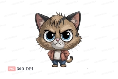 Grumpy Feline Character cartoon blue Product Image 1