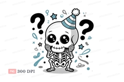 Black character wearing party hat blue Product Image 1