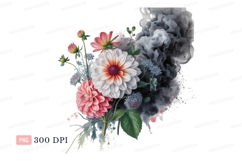 White pink dahlias smoke effect flowers orange Product Image 1