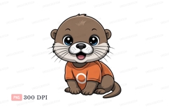 Cute otter wearing orange shirt animal cartoon Product Image 1