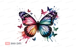 Colorful butterfly watercolor splashes insect Product Image 1