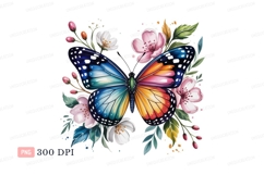 Colorful butterfly with pink and white flowers image Product Image 1