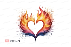 Fiery Heart Wings Clipart P N G fire flame Product Image 1