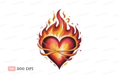 Flaming Heart Clipart P N G fire flames Product Image 1